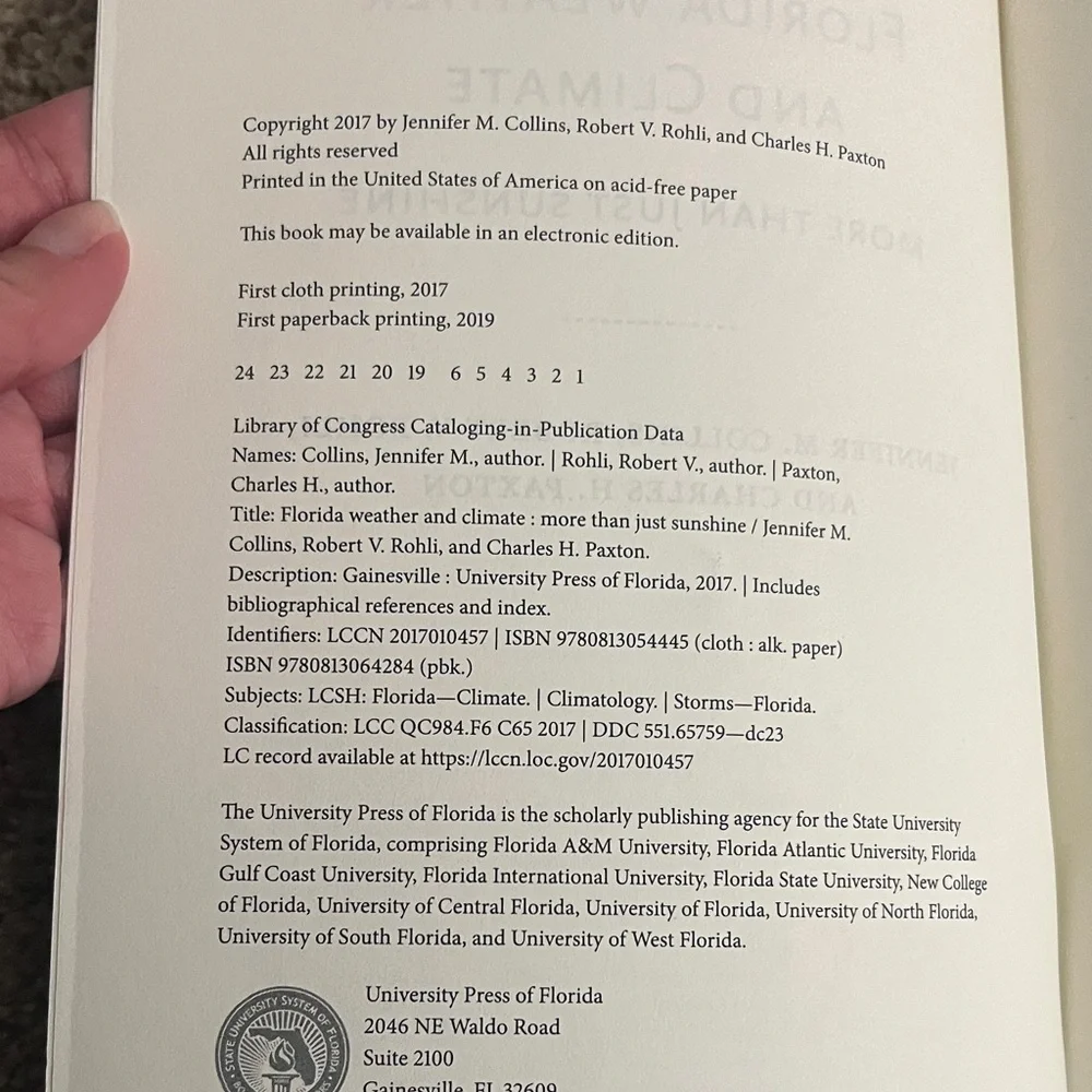 Florida Weather and Climate Paperback Book - by Jennifer Collins